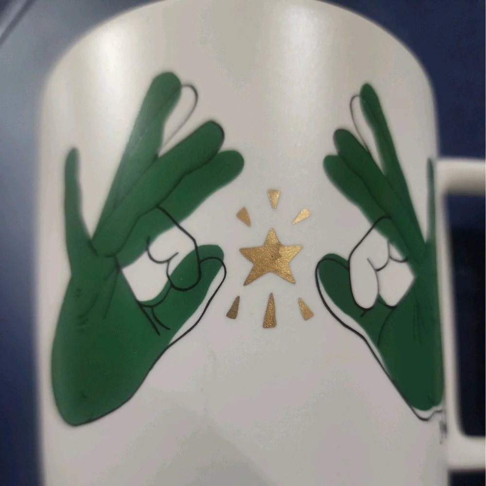Starbucks 2019 ASL Sign‎ Language 12oz Cup Coffee Brings Us Together white green